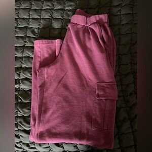 High Rise Cargo Wide Leg Sweatpants